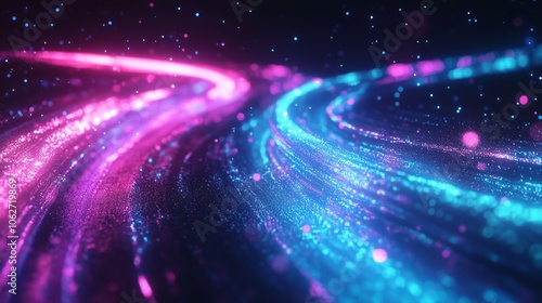 Flowing neon arcs illuminate a seamless network, capturing the essence of data in motion.