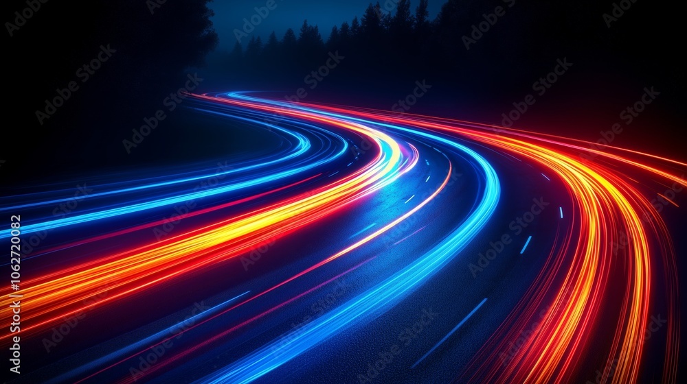 Flowing neon arcs illuminate a seamless network, capturing the essence of data in motion.