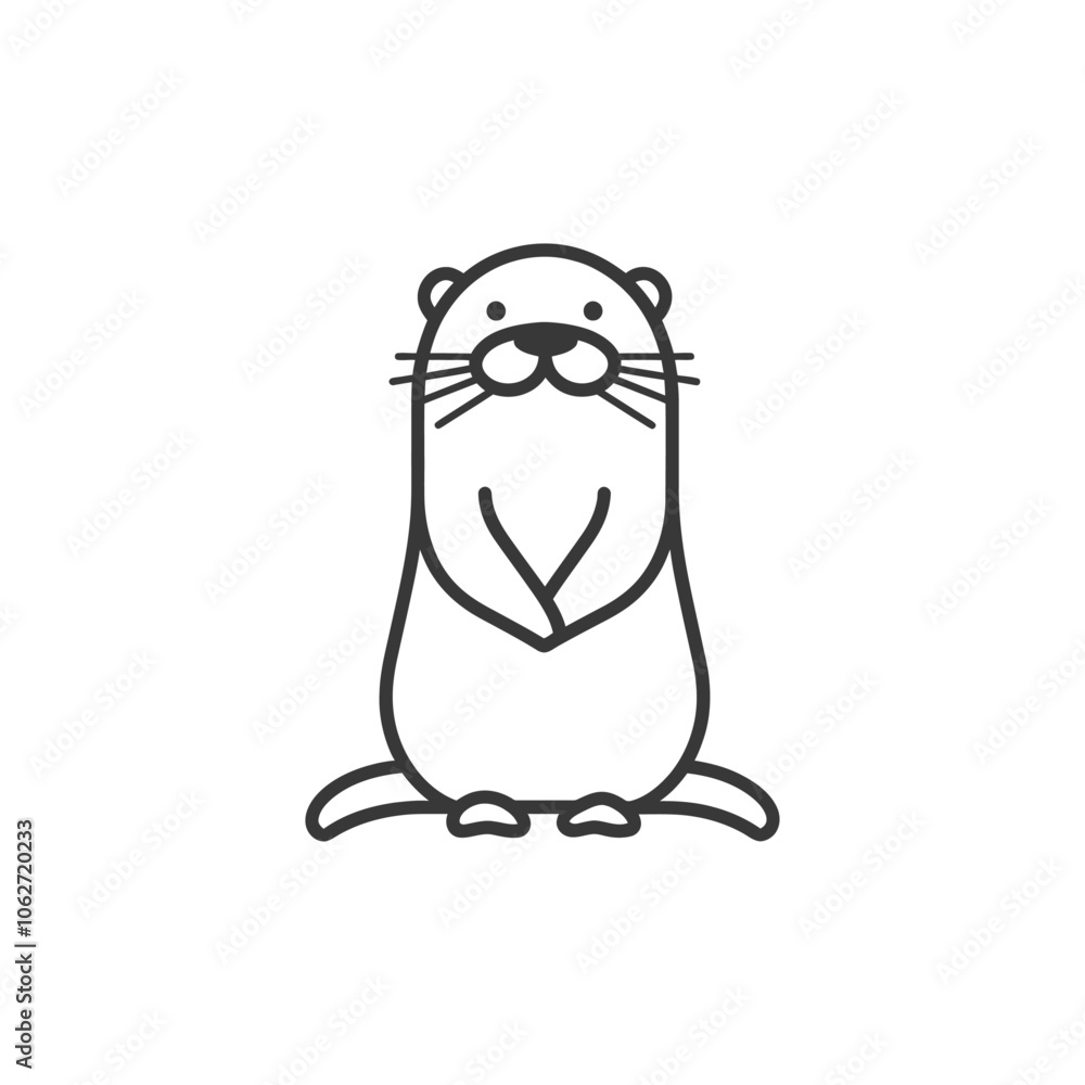 Line drawing of a cute cartoon otter Line drawing of a cute cartoon otter