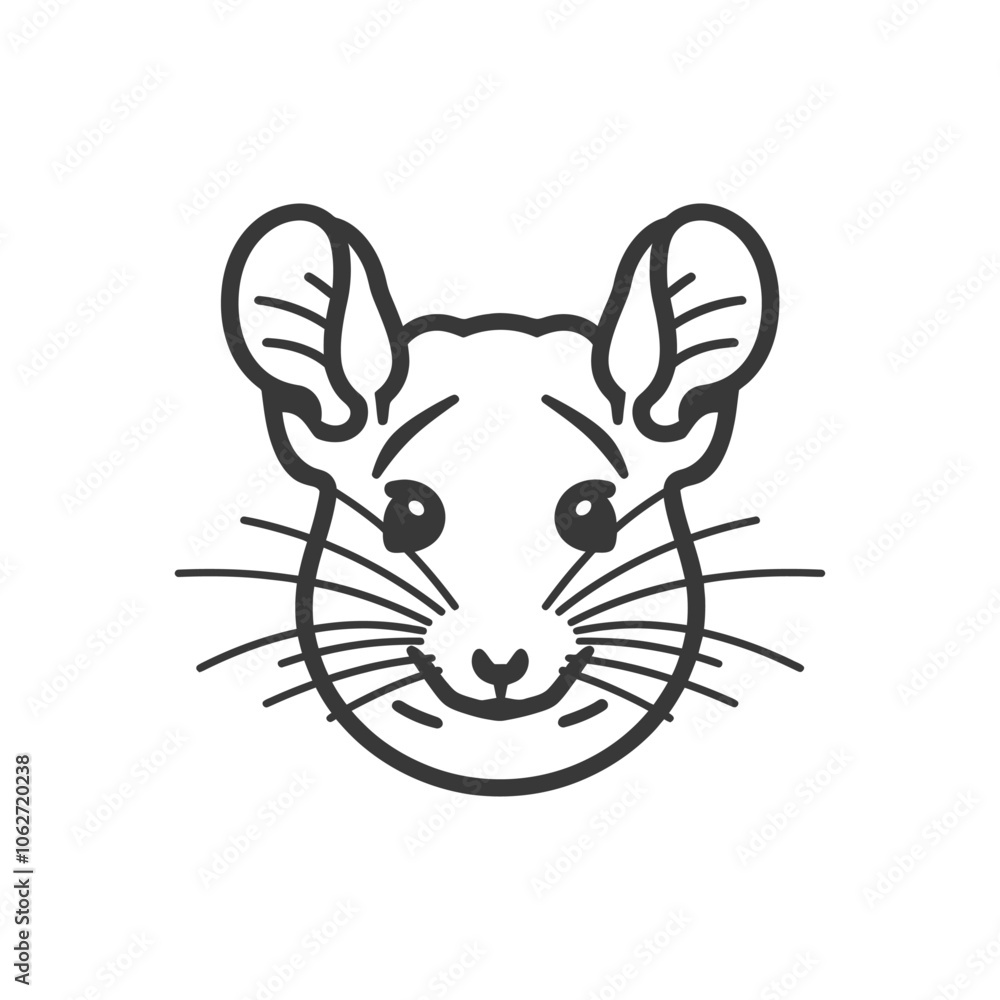 Fototapeta premium Line Drawing of a Cute Chinchillas Face