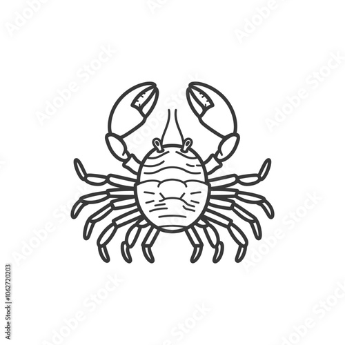Line Drawing of a Crab with Eight Legs and Two Claws