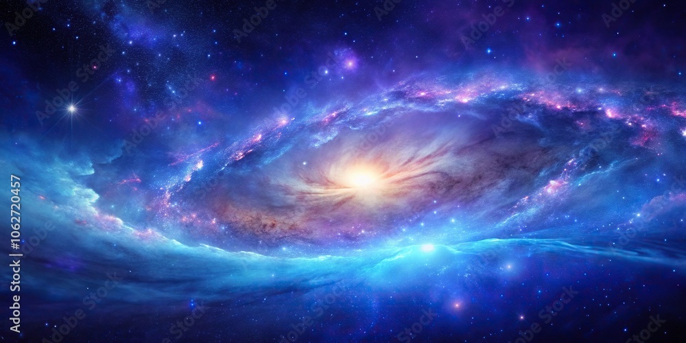 Elegant curves of a distant galaxy with vibrant shades of blue and purple, astronomical phenomena, galaxy wallpaper Elegant curves of a distant galaxy with vibrant shades of blue and purple, astronomical phenomena, galaxy wallpaper