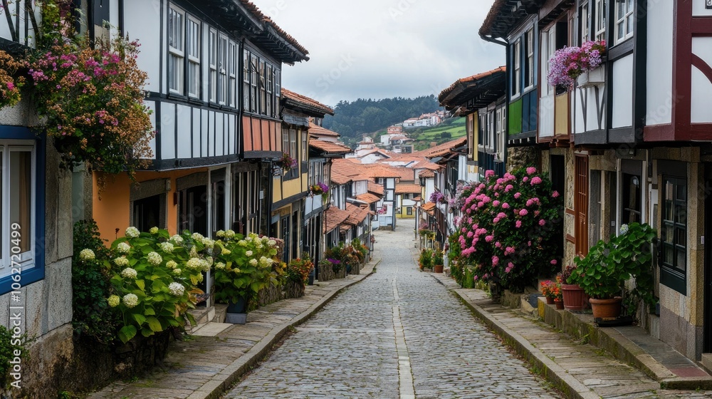 Charming Cobblestone Street in Scenic Village Charming Cobblestone Street in Scenic Village