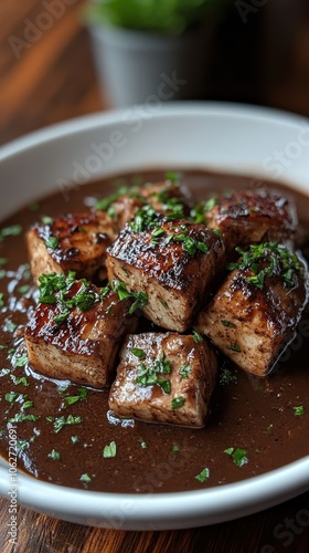 Mexican mole dish featuring tender chicken, deep flavorful sauce, simple garnish, vibrant colors, inviting presentation