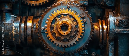 Close-up of Rusted Gears in a Machine