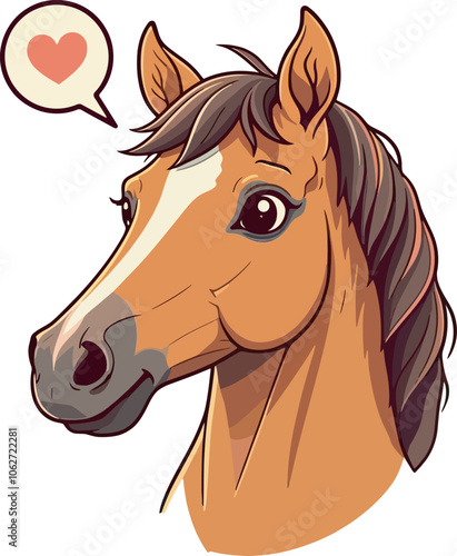 a cartoon drawing of a horse with a heart in the background.