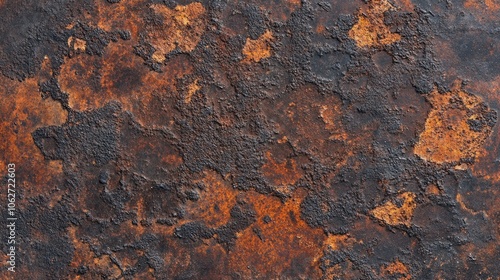 Textured Rusty Surface with Dark and Bright Spots