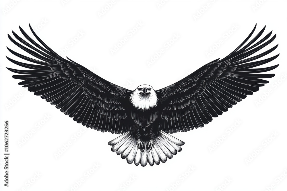 Obraz premium The eagle emblem is black on white on a white background