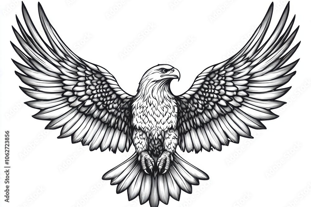 Obraz premium The eagle emblem is black on white on a white background