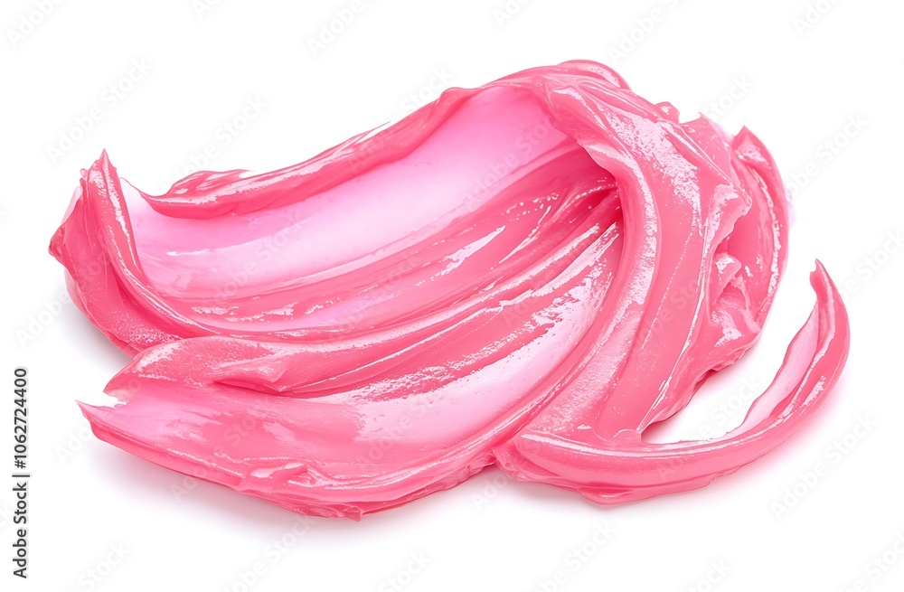 Pink lip gloss texture isolated on white background. Smudged cosmetic product smear. Makup swatch product sample. Generatve Ai Pink lip gloss texture isolated on white background. Smudged cosmetic product smear. Makup swatch product sample. Generatve Ai
