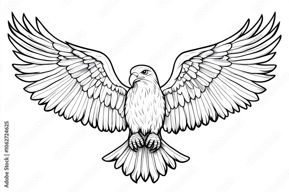 Fototapeta premium The eagle emblem is black on white on a white background