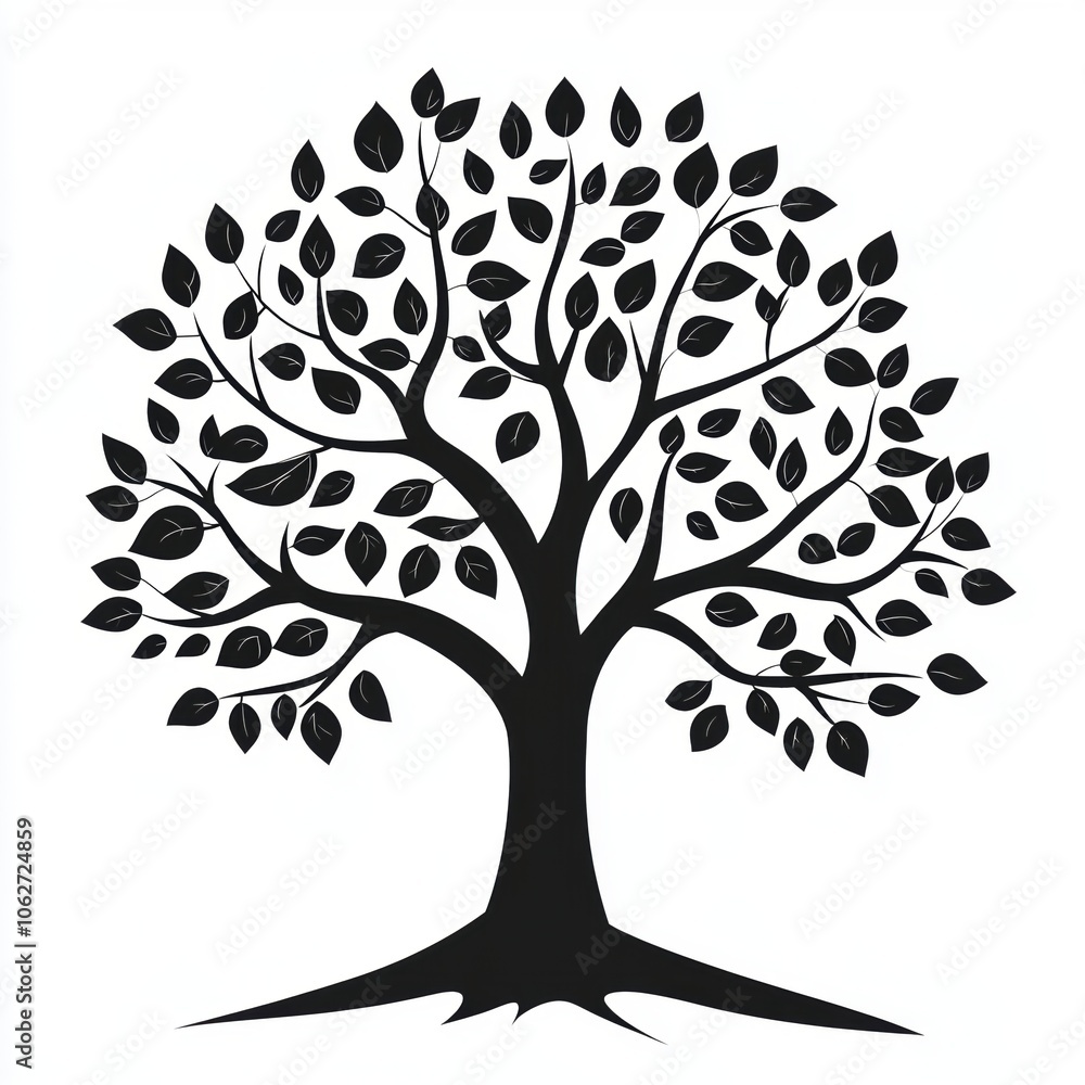 tree with roots, vector isolated on white background, ai generated vector illustration tree with roots, vector isolated on white background, ai generated vector illustration