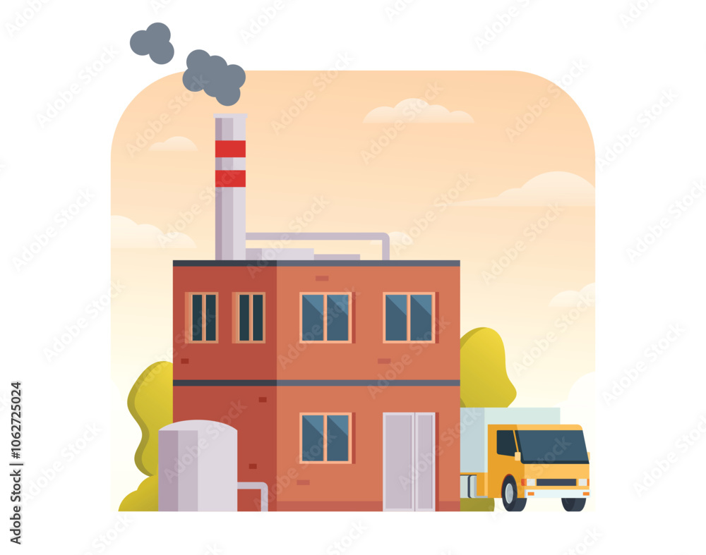 Fototapeta premium Factory building vector illustration, element for city, infographic and industry illustration