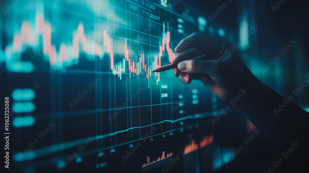 Business person evaluates metrics for charts and graphs with statistics to innovative analyze business potential and forecast future development of companies growth., setting goals for expansion. Business person evaluates metrics for charts and graphs with statistics to innovative analyze business potential and forecast future development of companies growth., setting goals for expansion.