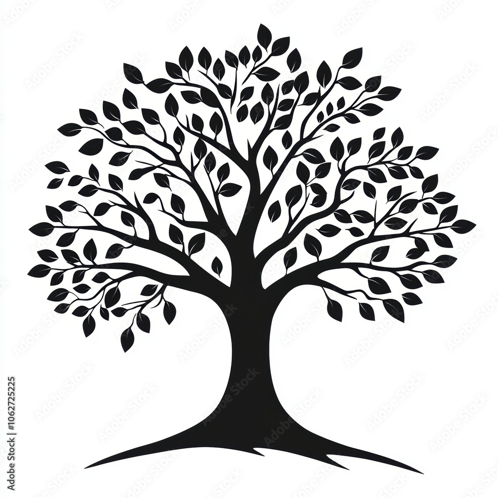 Fototapeta premium tree with roots, vector isolated on white background, ai generated vector illustration