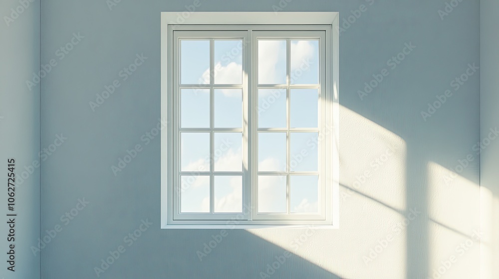 Bright Window with Clouds and Light in Minimalist Room Bright Window with Clouds and Light in Minimalist Room