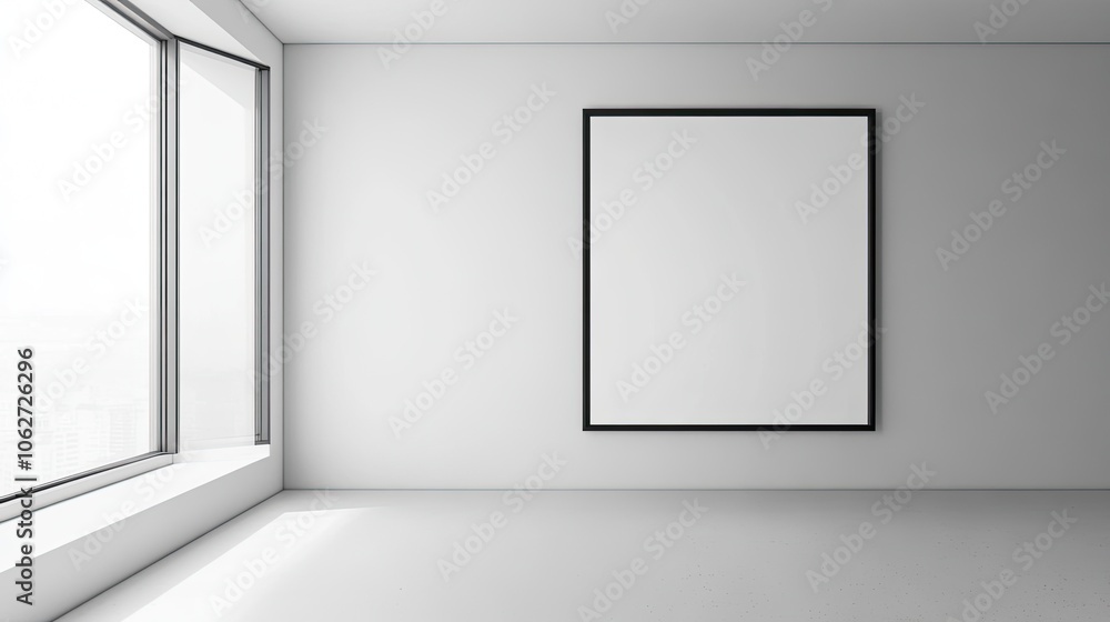 Minimalist Room with Blank Canvas and Large Windows Minimalist Room with Blank Canvas and Large Windows