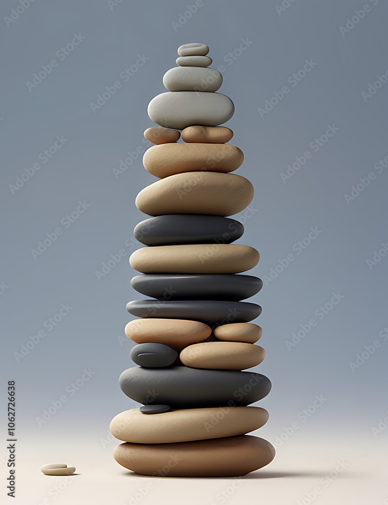 Minimal Background Featuring Stacked Pebbles Arranged in a Balanced, Symmetrical Composition Minimal Background Featuring Stacked Pebbles Arranged in a Balanced, Symmetrical Composition