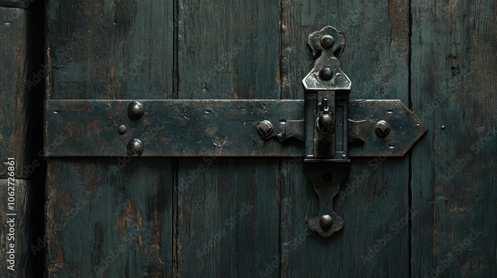 Antique Door with Rustic Lock and Hardware Detail Antique Door with Rustic Lock and Hardware Detail