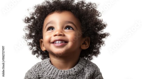 Happy Child African American Looking Up