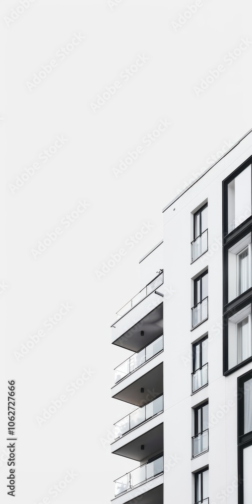 A simple minimal building on a white background A simple minimal building on a white background