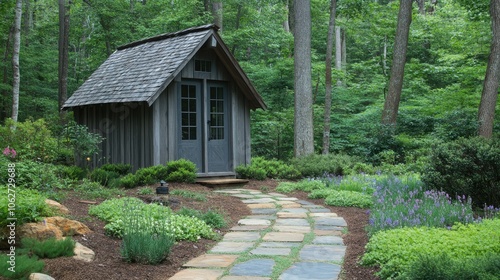 Serene Garden Pathway to Cozy Cottage Retreat