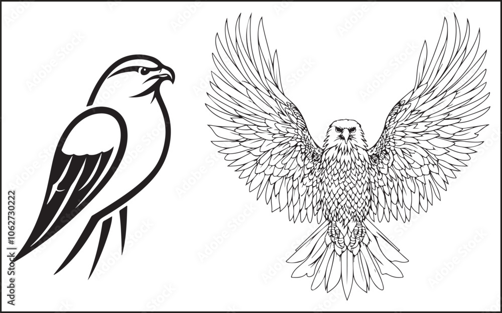 Fototapeta premium Premium Vector, Flying Eagle Black Color Logo