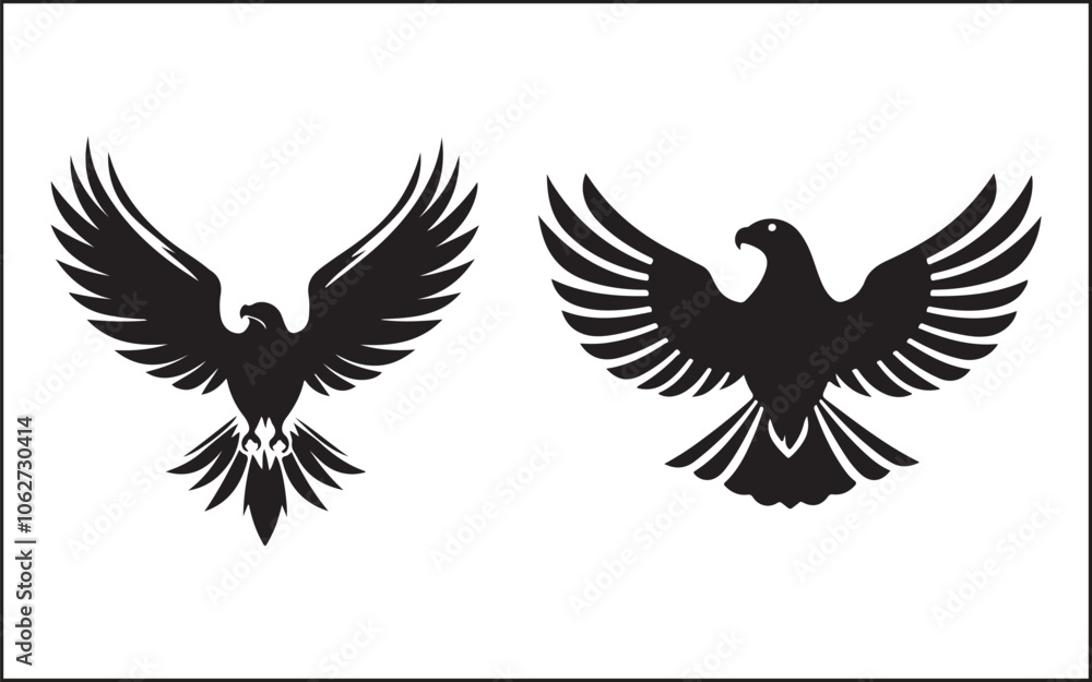 Naklejka premium Premium Vector, Flying Eagle Black Color Logo