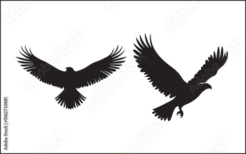 Premium Vector, Flying Eagle Black Color Logo