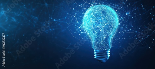 AI-Generated Light Bulb with Blue Background