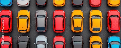 Stuck cars lined up in early morning city streets, impatient drivers glancing at their watches, urban traffic delay, frustration in city commute photo