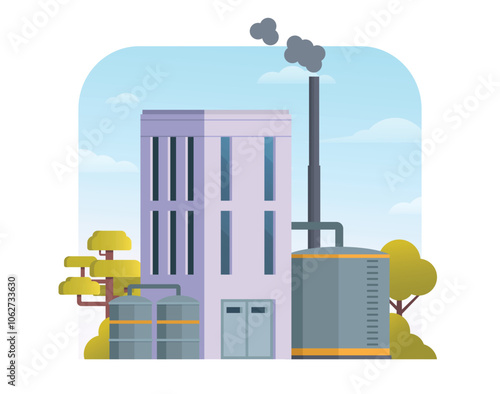 Factory building vector illustration, element for city, infographic and industry illustration	