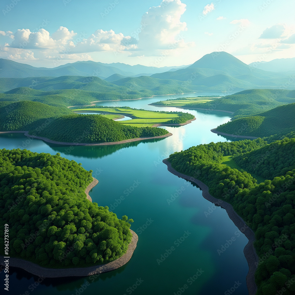 Beautiful landscape with a river running through it Beautiful landscape with a river running through it