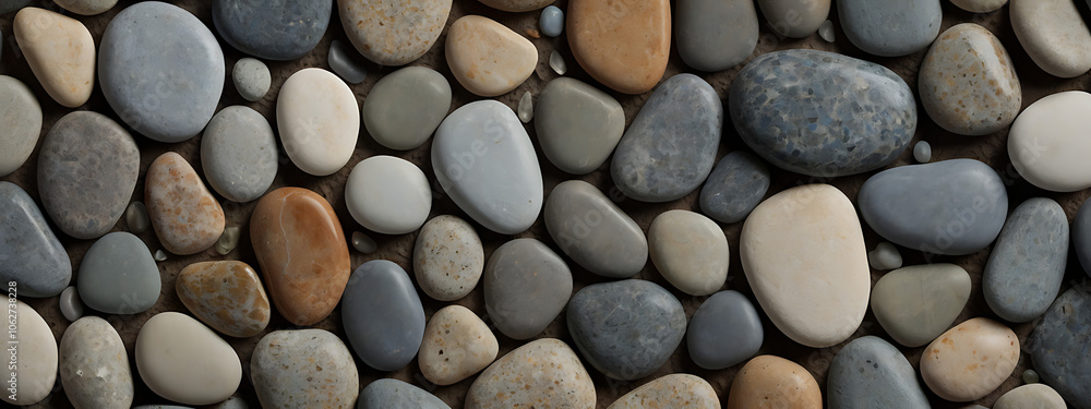 Minimal Background with Smooth River Stones Arranged in a Mosaic with Copy Space Minimal Background with Smooth River Stones Arranged in a Mosaic with Copy Space