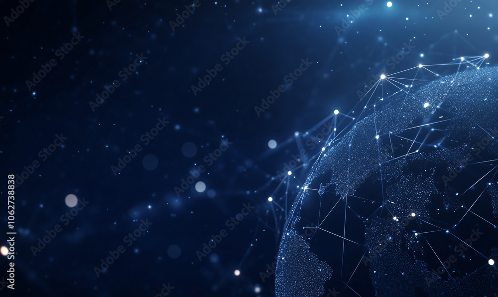 dark blue background with a digital world map-generative ai dark blue background with a digital world map-generative ai
