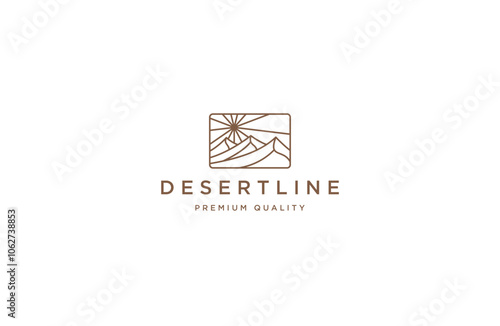 Desert line logo icon design template flat vector