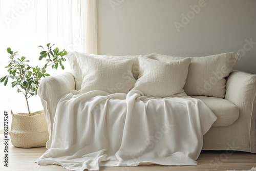 Blank White Sofa, Oversized Mockup for Interior Design 