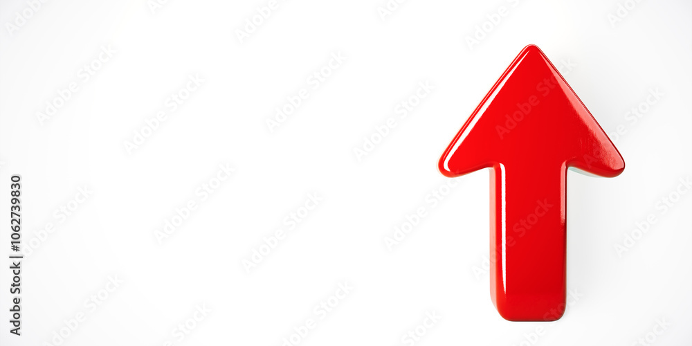 Red upward arrow on a clean white background. 3D Rendering Red upward arrow on a clean white background. 3D Rendering