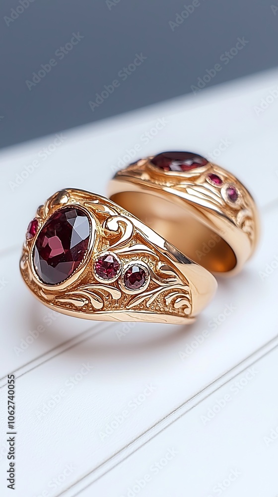 Naklejka premium Vintage Ring Design with Captivating Gemstone Details