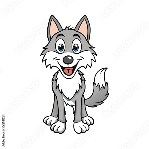 Wolf cartoon vector art illustration