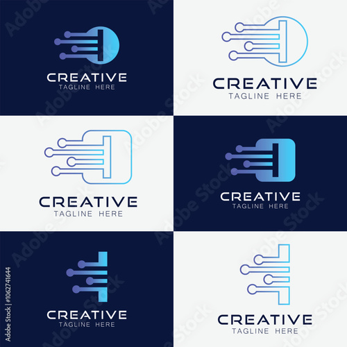 Artificial intelligence with letter I triangle geometric shapes technology Analysis logo vector design concept. AI technology logotype symbol for advance technology, tech company, identity, robot,
