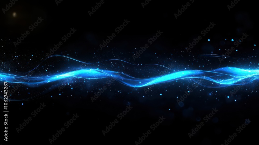 Fototapeta premium Global Network Concept with Blue Light Effect on Dark Background.