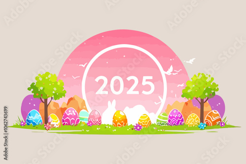 easter holidays year 2025 illustration  background AI generated image