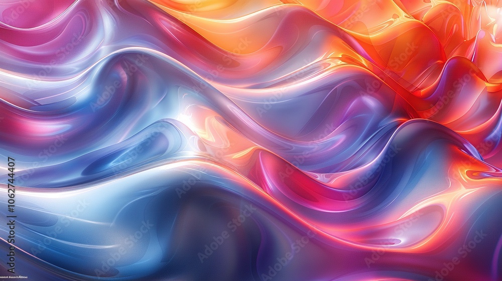 Obraz premium A vibrant, abstract wave pattern showcasing smooth, flowing colors in a dynamic composition.