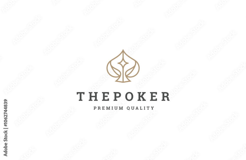 Ace of poker line logo icon design template flat vector Ace of poker line logo icon design template flat vector
