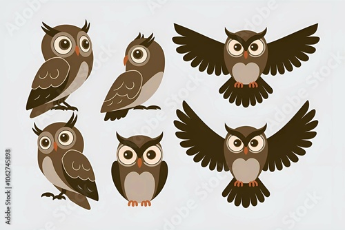 Stylish Owl Vector Silhouettes for Illustration Needs photo