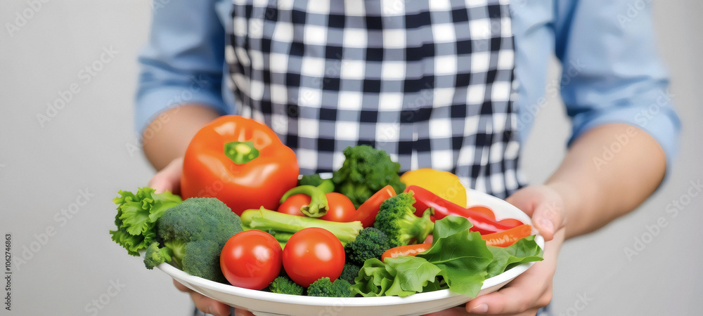 Person Holding Plate of Fresh Vegetables Salad Person Holding Plate of Fresh Vegetables Salad