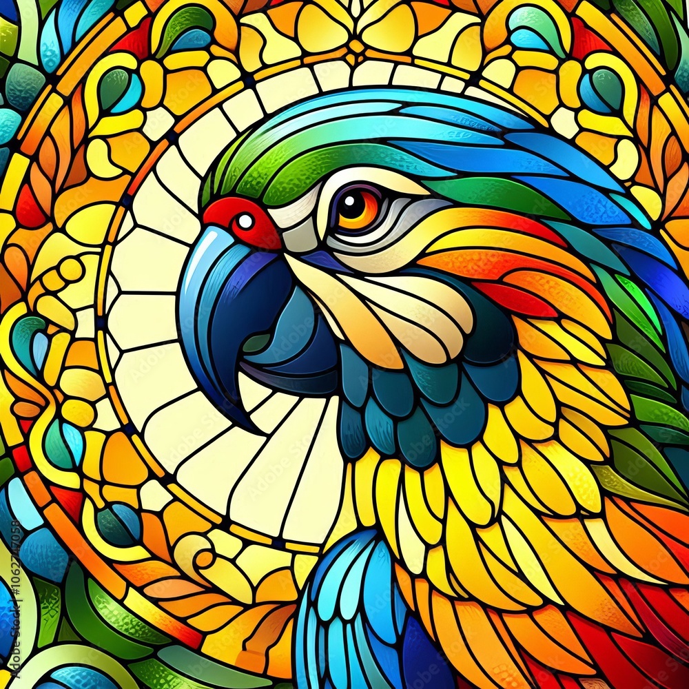 Stained Glass Parakeet A parakeet rendered in stained glass styl Stained Glass Parakeet A parakeet rendered in stained glass styl