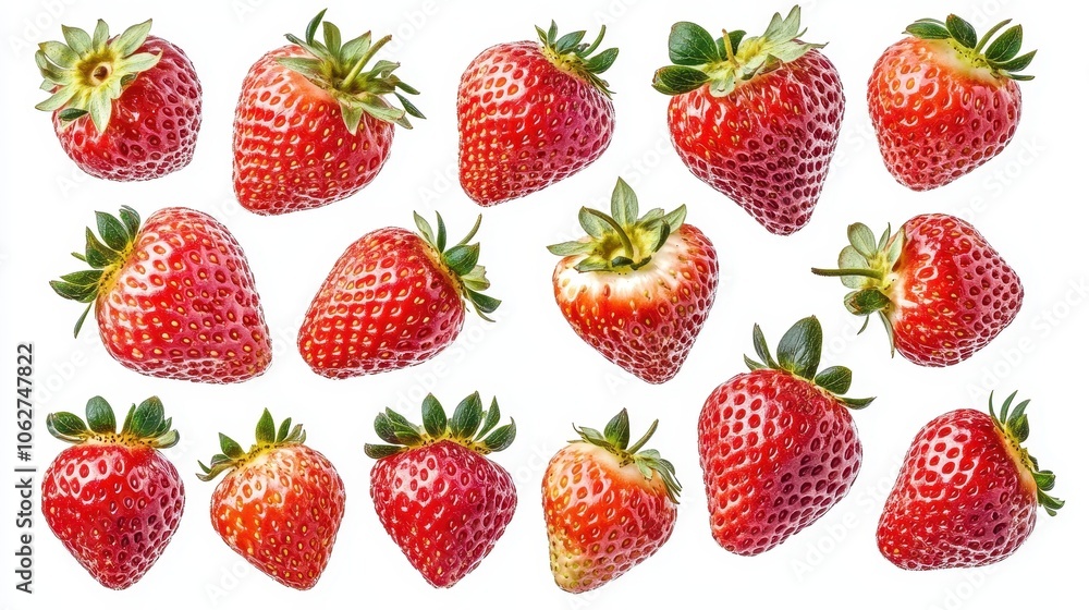 Red ripe strawberry collection isolated on a white background Red ripe strawberry collection isolated on a white background
