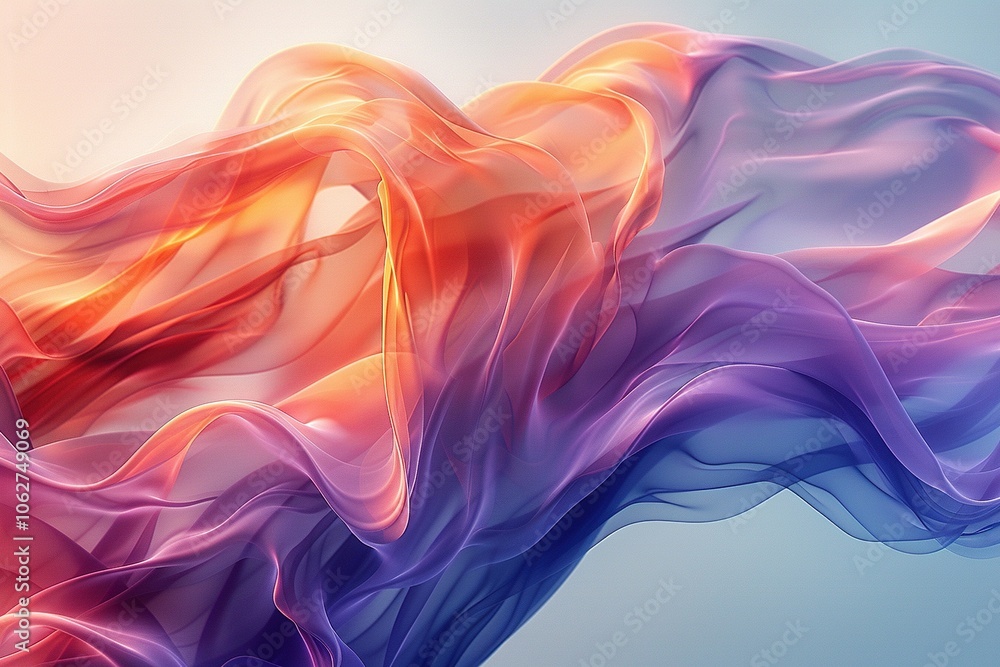 Fototapeta premium Abstract flowing fabric in vibrant colors creating a dynamic visual effect.